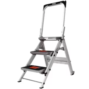 Image of 0.7m PREMIUM TRADE Folding Step Ladders 3 Tread Anti Slip Aluminium Safety Steps