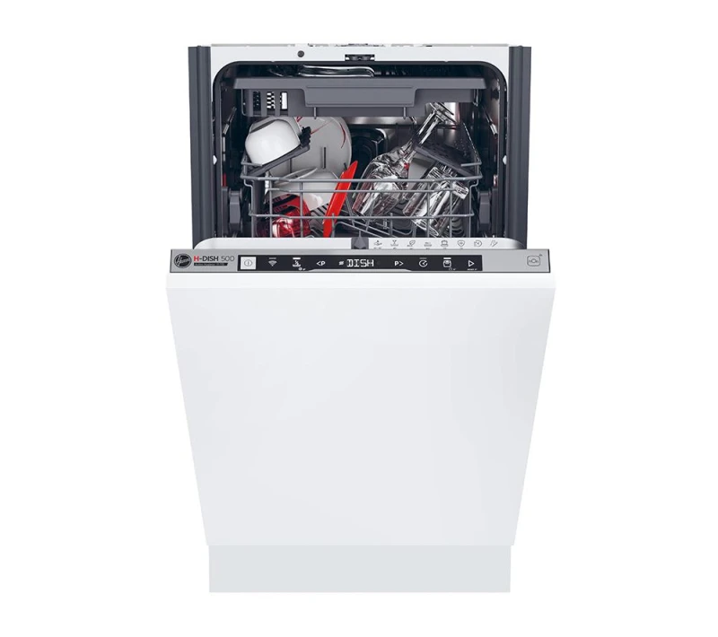Image of Hoover HI1C5SB1FS-80 WiFi Connected Integrated Slimline Dishwasher - Silver Control Panel with Fixed Door Hinge Kit - C Rated