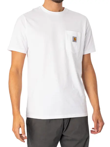 Image of Carhartt Wip White S/S Pocket T-Shirt White Male L 205201UK