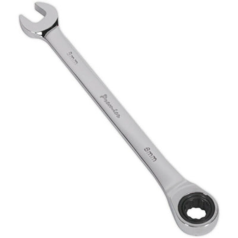 Image of Loops 8mm Ratchet Combination Spanner - Chrome Vanadium Steel - 72 Tooth Ratchet Ring Metallics