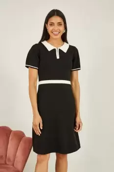 Image of Black Knitted Retro Skater Dress