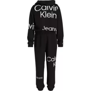 Image of Calvin Klein Jeans Bold Inst. Logo Hoodie Pants Set - Black