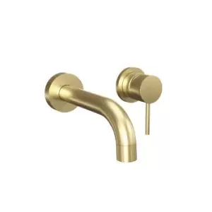 Image of Round Brass Wall Mounted Basin Mixer Tap - Arissa