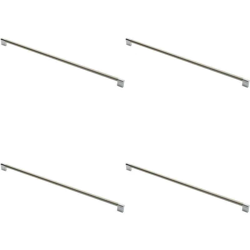 Image of Loops 4x Keyhole Bar Pull Handle 588 x 14mm 576mm Fixing Centres Satin Nickel & Chrome Metallics unisex