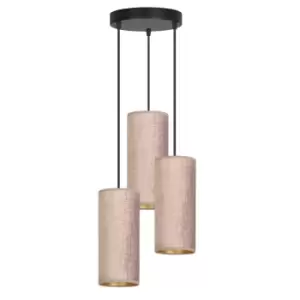 Image of Bente Black Cluster Pendant Ceiling Light with Pink Fabric Shades, 3x E14