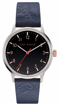 Image of Ted Baker Mens Cosmop Blue Leather Strap Black Dial Watch