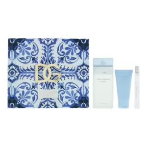 Image of Dolce & Gabbana Light Blue Pour Femme Gift Set 100ml Eau de Toilette 100ml + 10ml Eau de Toilette + 50ml Body Cream