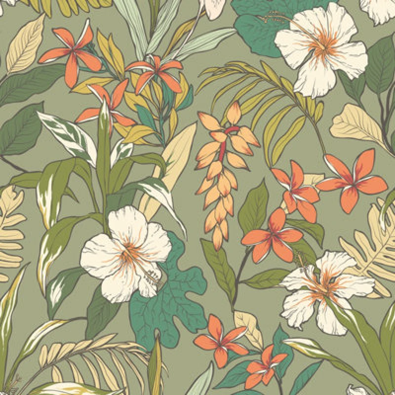 Image of Hoopla Walls Oasis Olive & Citrus Smooth Matt Wallpaper