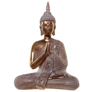 Image of Gold and White Lotus Thai Buddha Figurine