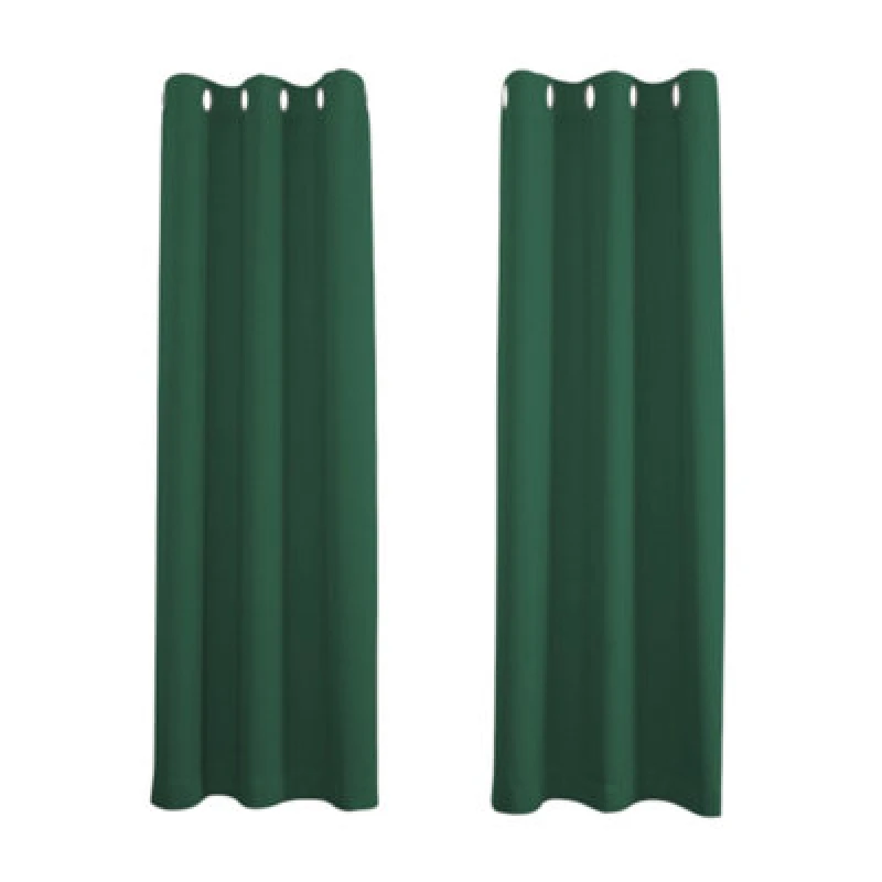 Image of Happy Homewares Forest Green Blackout Curtains - Dark Thermal Eyelet - 46 X 72 Drop - 2 Panel