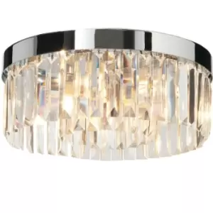 Image of Flush Bathroom Ceiling Light Luxury Crystal Chrome IP44 Round Lamp Bulb Holder