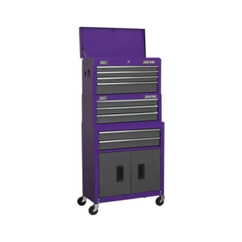 Image of Sealey - AP2200BBCPSTACK Topchest, Mid-Box & Rollcab 9 Drawer Stack - Purple