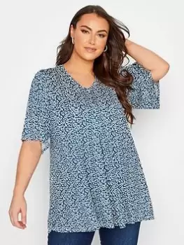 Image of Yours V-Neck 3/4 Sleeve Top Blue Size 30-32, Women