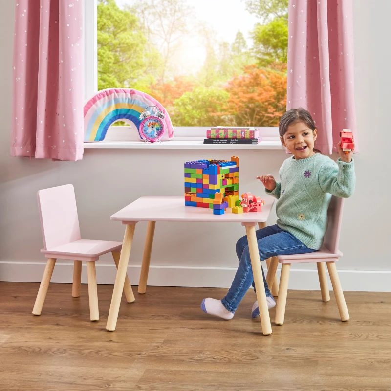 Image of Liberty House Toys Kids Pink Table and Two Chairs Set, Pink LHT11124