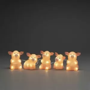 Image of Indoor Outdoor 40 LED Acrylic 5 pc Cute Pink Pigs Light Up Garden Decoration