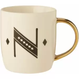 Image of Diamond Deco N Letter Monogram Large Mug Personalised Coffee Mug / Espresso Cups For Home And Office Use Cappuccino Cup For Everyday Use 9 x 9 x 12