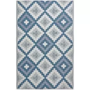 Image of Homescapes - Mia Aztec Blue Outdoor Rug, 150 x 240cm - Blue