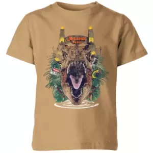 Image of Jurassic Park T-Rex Break Out Kids T-Shirt - Tan - 11-12 Years
