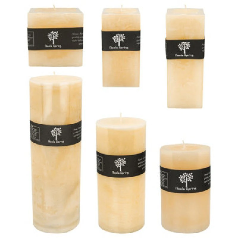Image of Nicola Spring Vanilla Pillar Candles - 6 Sizes - Cream - Pack Of 6