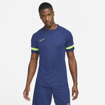Image of Nike Dri-FIT Academy Short-Sleeve Football Top Mens - Blue/Volt
