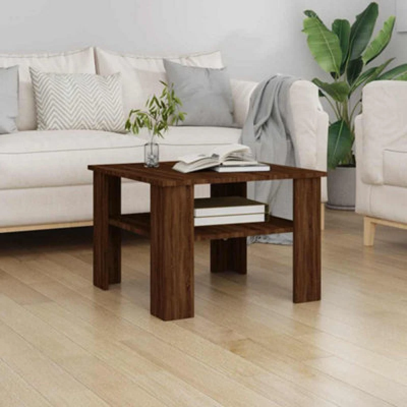 Image of vidaXL Coffee Table Brown Oak 60x60x42cm Engineered Wood, Brown 815266