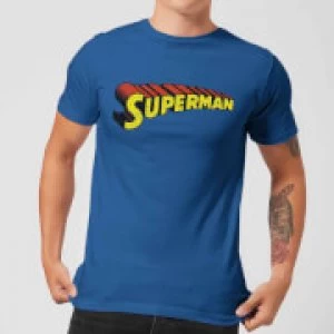 Image of DC Superman Telescopic Crackle Logo Mens T-Shirt - Royal Blue - S