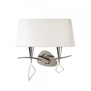 Image of Wall Lamp Switched 2 Light E14, Polished Chrome with Ivory White Shade