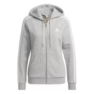 Image of adidas Essentials Fleece 3-Stripes Full-Zip Hoodie Womens - Grey