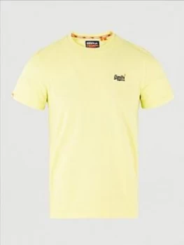 Image of Superdry Orange Label Vintage Embroidery T-Shirt, Yellow, Size S, Men