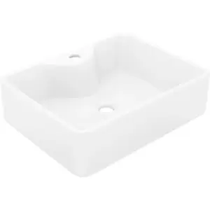 Image of Ceramic Bathroom Sink Basin with Faucet Hole White Square vidaXL - White