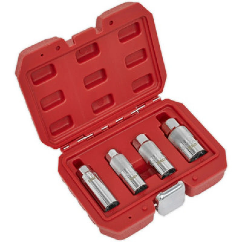 Image of Loops 4 Piece Spark Plug Socket Set - 3/8" Sq Drive WallDrive Sockets - Forged Steel Metallics
