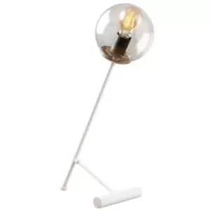 Image of Cristal Model 17 Deco White Globe Table Lamp Clear Glass Shade