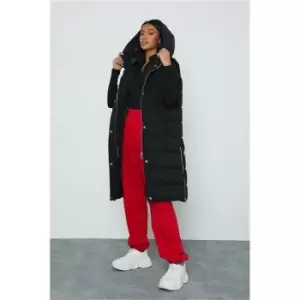 Image of I Saw It First Black Petite Longline Padded Hooded Gilet - Black