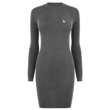 Image of Jack Wills Bookham Ribbed Knitted Mini Dress - Charcoal