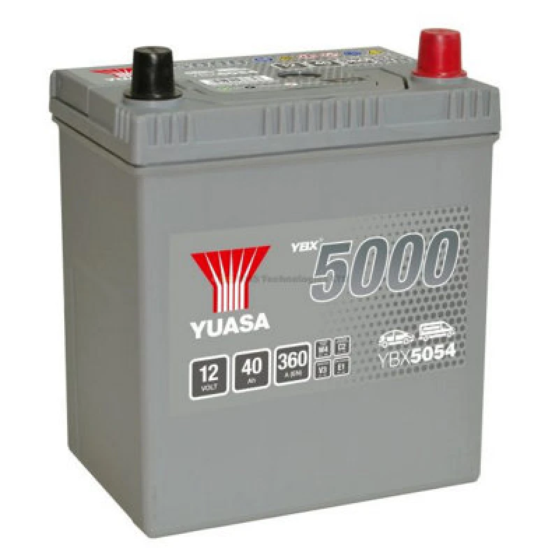 Image of 12V Car Battery, Type 054, Yuasa Ybx5054, 40Ah 360Cca Sealed Calcium