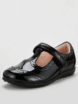 Image of Lelli Kelly Wide Fit Jennette T-Bar School Shoes - Black Patent