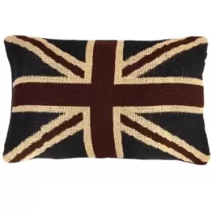 Image of HOMESCAPES Jacquard Union Jack Rectangular Cushion Cover British Flag, 30 x 50cm - Blue