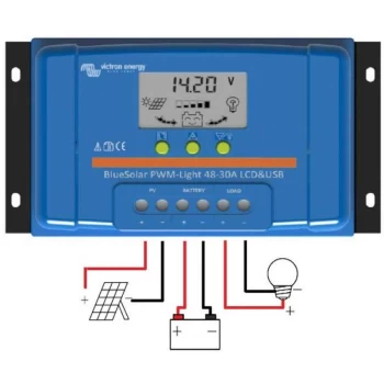 Image of Victron Bluesolar PWM Charge Controller 12/24v 30A LCD Screen & USB Ports