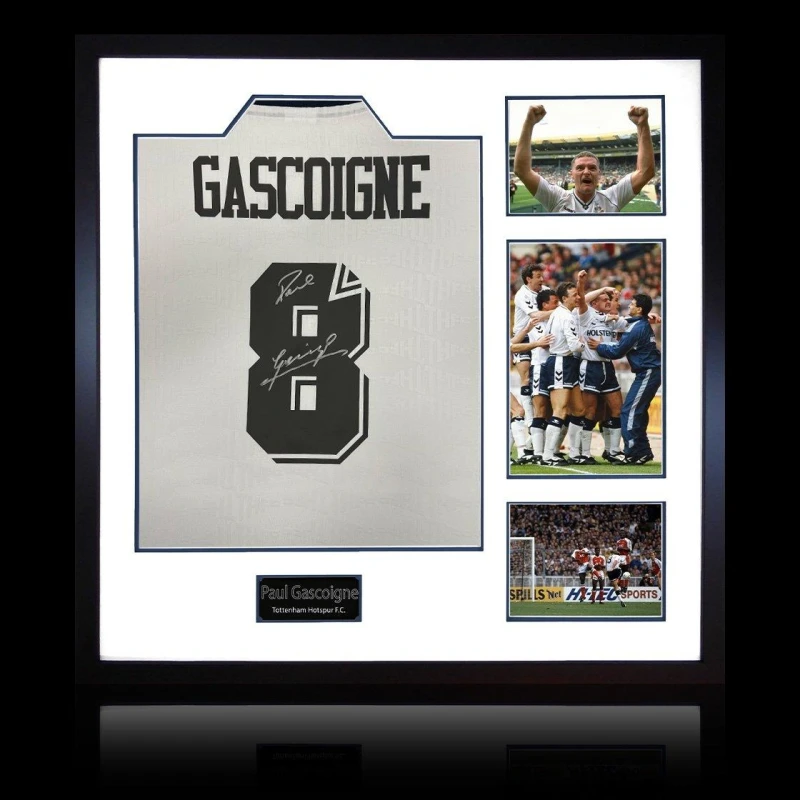 Image of The Fan Cave Paul Gascoigne Signed Tottenham Hotspur Shirt Elit White unisex 820mm x 82