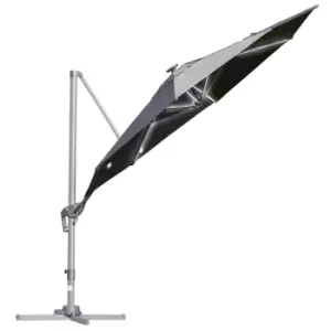Image of Outsunny 3m Cantilever Parasol w/ Solar LED Lights - Dark Grey