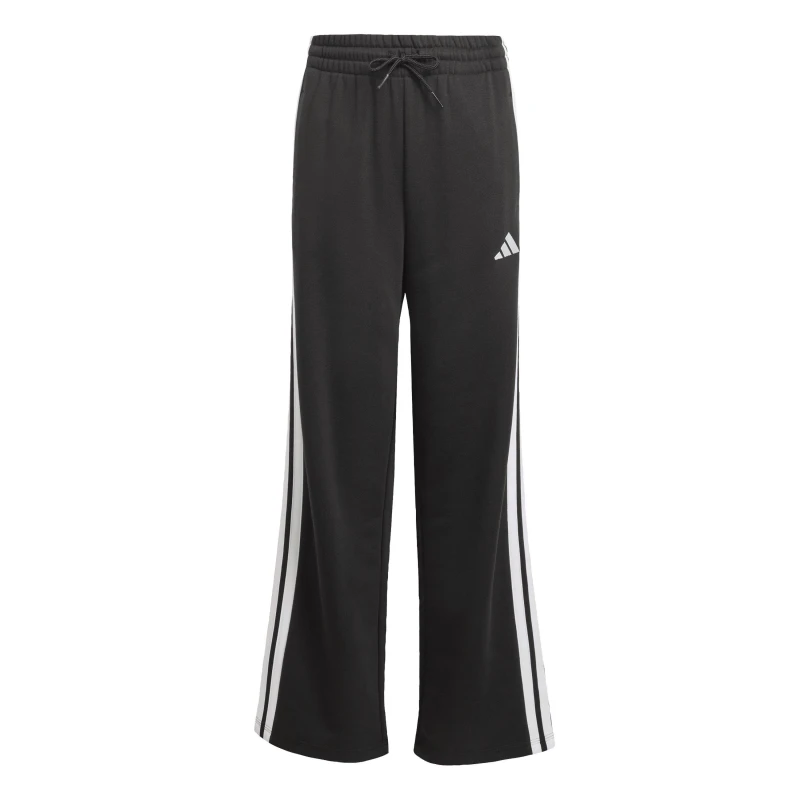 Image of adidas Kids Wide Leg Open Hem Fleece Joggers Black/White female 7-8 Years