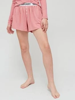 Image of Superdry Logo Waistband PJ Short - Pink, Size 14, Women