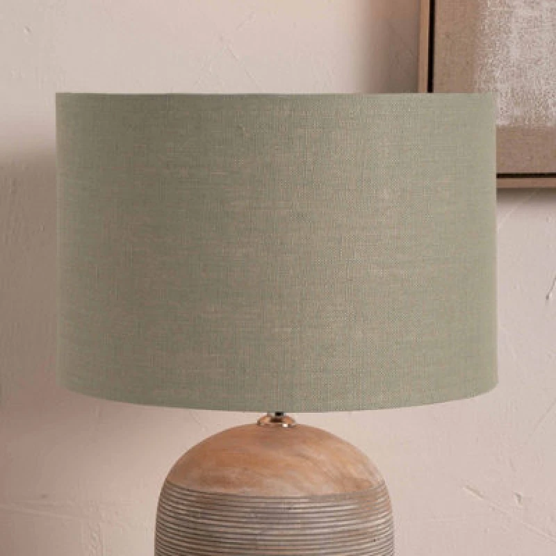 Image of Pacific Lifestyle 35Cm Sage Green Linen Drum Cylinder Lampshade