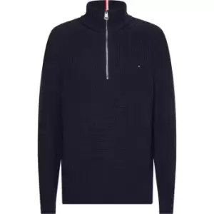 Image of Tommy Hilfiger Structure Zip Mock - Blue