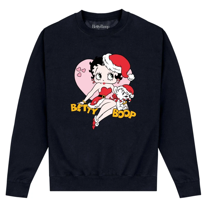 Image of Betty Boop Mens Heart Sweatshirt in Black Size: Small Black Male S