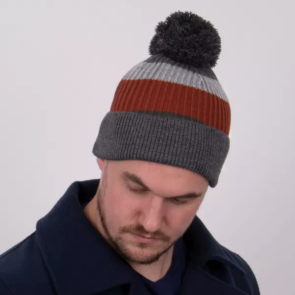 Image of totes Rib Knitted Hat With Pom Pom Detail MultiColoured