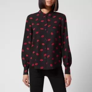 Image of Kate Spade New York Womens Lips Pastis Blouse - Black - UK 14
