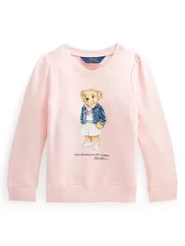 Image of Ralph Lauren Girls Bear Polo Motif Jumper - Pink, Size Age: 4 Years, Women
