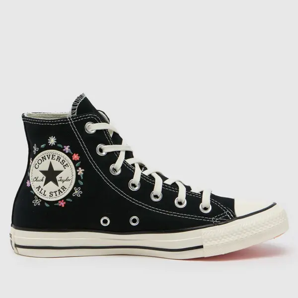 Image of Converse all star hi little florals trainers in Black & pink Black & pink UK 7 (EU 40)