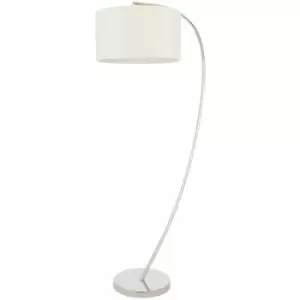 Image of Loops - 1.5m Curved Floor Lamp Nickel & White Shade Arched Standing Living Room Light